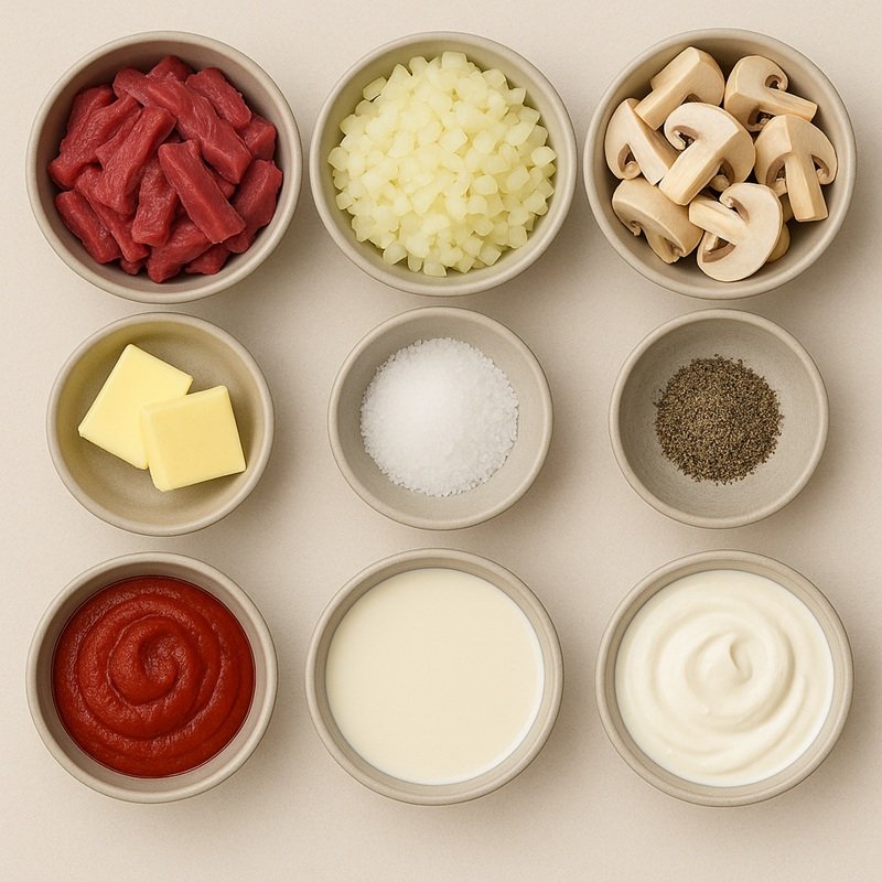 Beef stroganoff ingredients