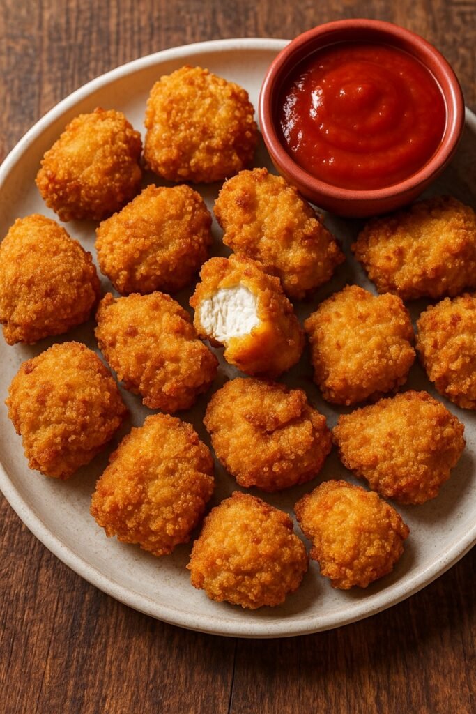 Homemade chicken nuggets on a plate