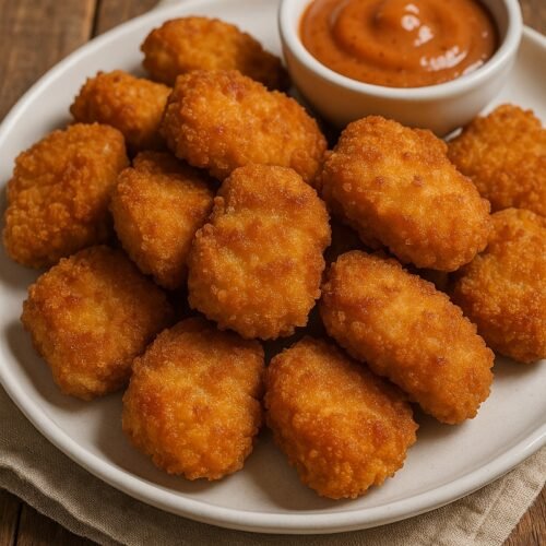 Homemade chicken nuggets on a plate