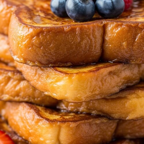 French toast with syrup and berries