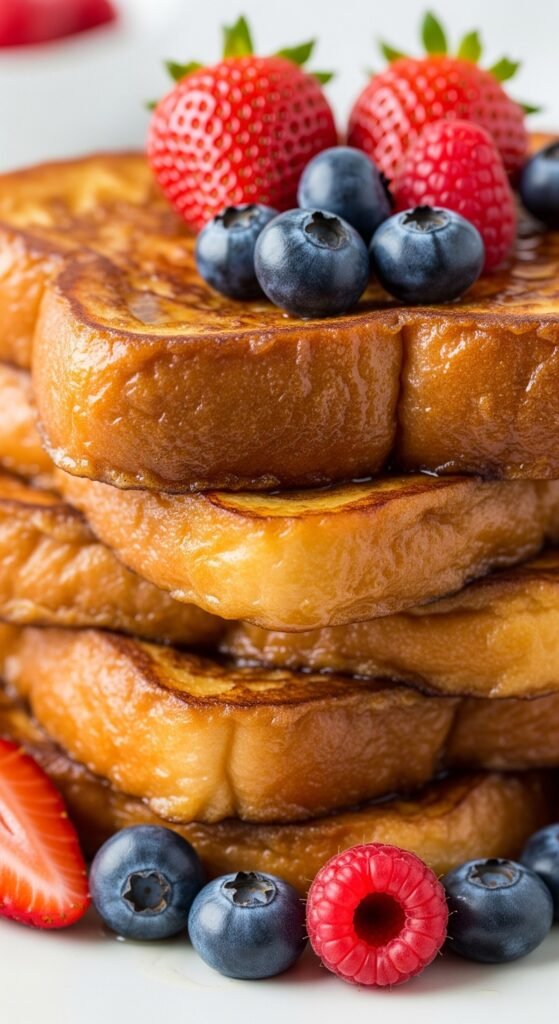 French toast with syrup and berries