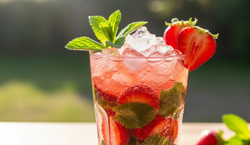 Strawberry mojito in galss