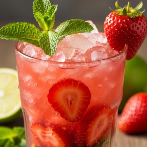 Strawberry mojito in galss