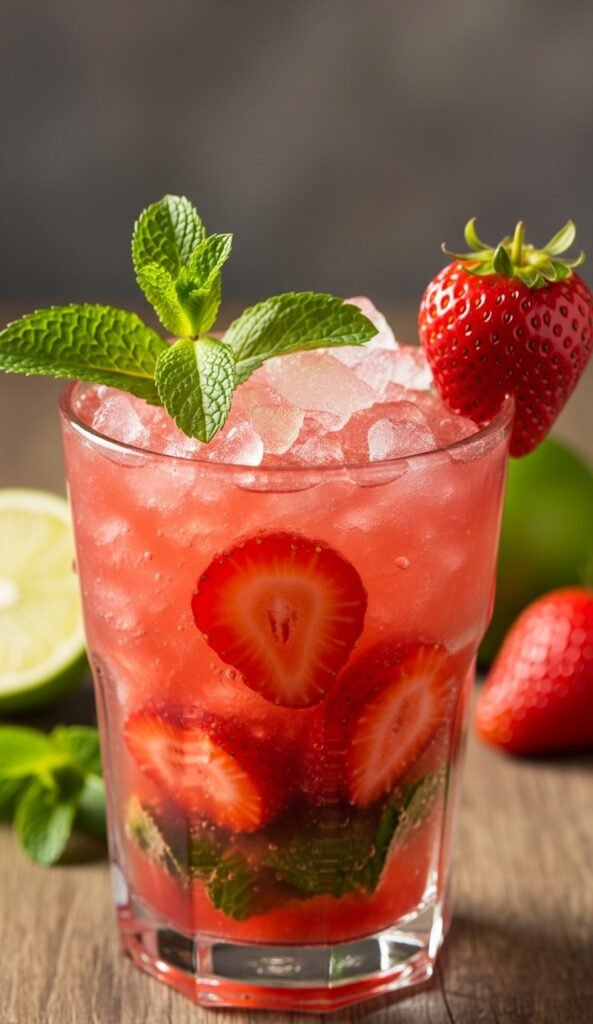 Strawberry mojito in galss